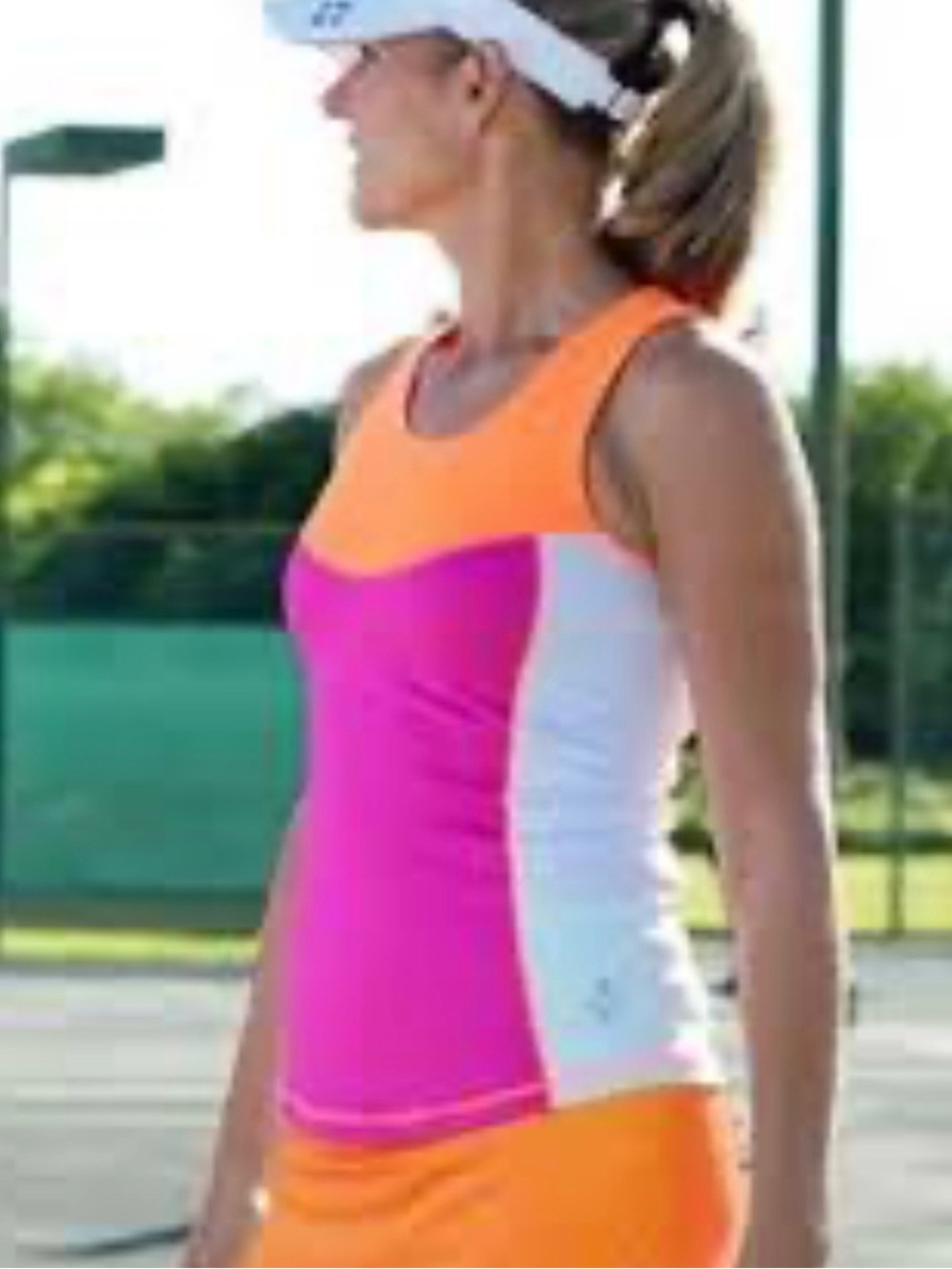 Jofit Women’s Athletic Colorblock Tank Top in Pink, Orange & White Size S